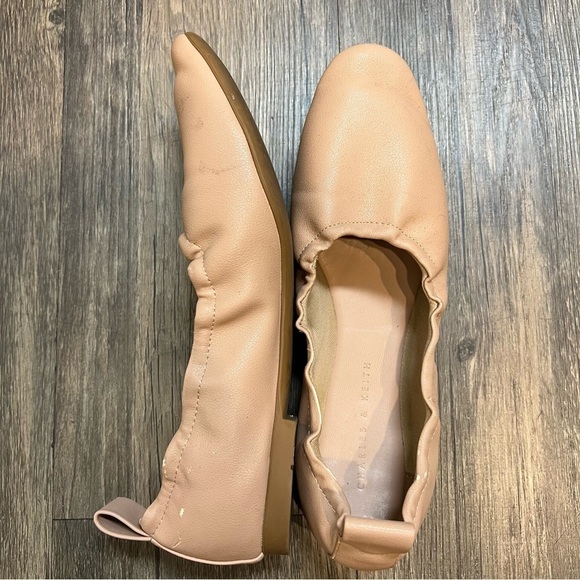 Charles & Keith Ruched Nude Leather Ballerina Flats Slip On Shoes TanSize 6 - Picture 10 of 11